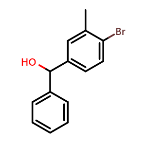 Chemical structure of (4-bromo-3-methylphenyl)(phenyl)methanol , CAS 1522650-19-6, AChemBlock AD297213