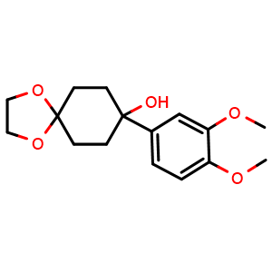 Chemical structure of 8-(3,4-dimethoxyphenyl)-1,4-dioxaspiro[4.5]decan-8-ol , CAS 1462312-30-6, AChemBlock AD297222