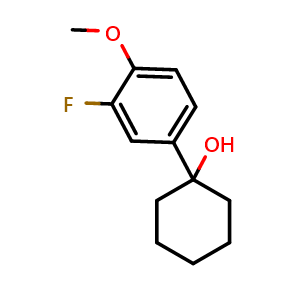Chemical structure of 1-(3-fluoro-4-methoxyphenyl)cyclohexanol , CAS 1344022-16-7, AChemBlock AD297229