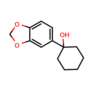 Chemical structure of 1-(benzo[d][1,3]dioxol-5-yl)cyclohexanol , CAS 1488411-93-3, AChemBlock AD297230