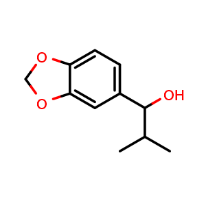 Chemical structure of 1-(benzo[d][1,3]dioxol-5-yl)-2-methylpropan-1-ol , CAS 7228-18-4, AChemBlock AD297236