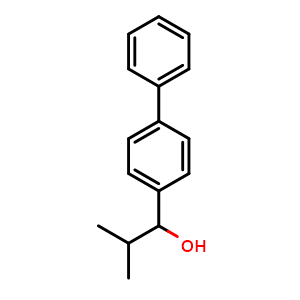 Chemical structure of 1-([1,1'-biphenyl]-4-yl)-2-methylpropan-1-ol , CAS 10468-75-4, AChemBlock AD297241