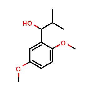 Chemical structure of 1-(2,5-Dimethoxyphenyl)-2-methylpropan-1-ol , CAS 26172-15-6, AChemBlock AD297242