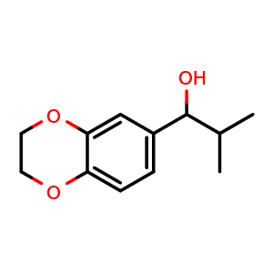Chemical structure of 1-(2,3-dihydrobenzo[b][1,4]dioxin-6-yl)-2-methylpropan-1-ol , CAS 1181635-28-8, AChemBlock AD297245