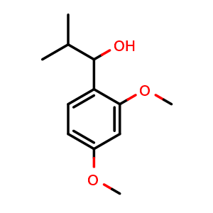Chemical structure of 1-(2,4-dimethoxyphenyl)-2-methylpropan-1-ol , CAS 156270-41-6, AChemBlock AD297250
