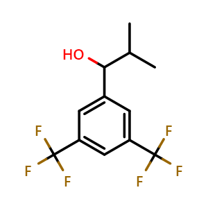 Chemical structure of 1-(3,5-bis(trifluoromethyl)phenyl)-2-methylpropan-1-ol , CAS 2376069-64-4, AChemBlock AD297251