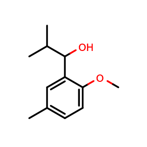 Chemical structure of 1-(2-methoxy-5-methylphenyl)-2-methylpropan-1-ol , CAS 130633-08-8, AChemBlock AD297257