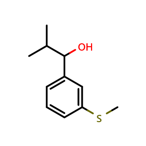 Chemical structure of 2-methyl-1-(3-(methylthio)phenyl)propan-1-ol , CAS 2158760-25-7, AChemBlock AD297264