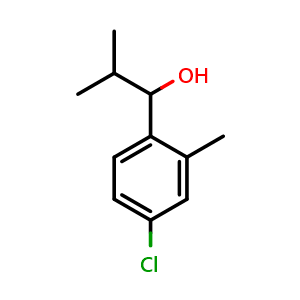 Chemical structure of 1-(4-chloro-2-methylphenyl)-2-methylpropan-1-ol , CAS 1696860-02-2, AChemBlock AD297270