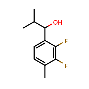 Chemical structure of 1-(2,3-difluoro-4-methylphenyl)-2-methylpropan-1-ol , CAS 1695775-99-5, AChemBlock AD297271