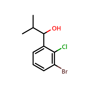 Chemical structure of 1-(3-bromo-2-chlorophenyl)-2-methylpropan-1-ol , CAS 1597024-29-7, AChemBlock AD297278