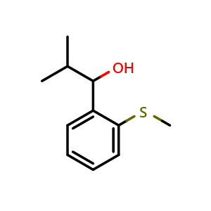 Chemical structure of 2-methyl-1-(2-(methylthio)phenyl)propan-1-ol , CAS 1596079-80-9, AChemBlock AD297281