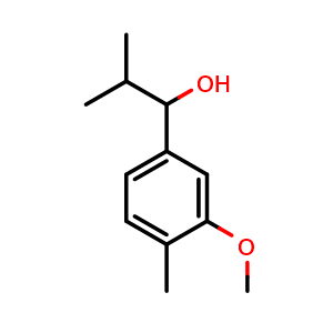 Chemical structure of 1-(3-methoxy-4-methylphenyl)-2-methylpropan-1-ol , CAS 1594545-99-9, AChemBlock AD297283