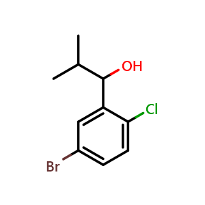 Chemical structure of 1-(5-bromo-2-chlorophenyl)-2-methylpropan-1-ol , CAS 1594016-91-7, AChemBlock AD297284