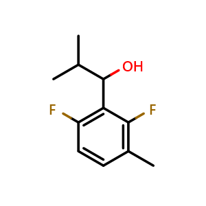 Chemical structure of 1-(2,6-difluoro-3-methylphenyl)-2-methylpropan-1-ol , CAS 1548129-11-8, AChemBlock AD297285