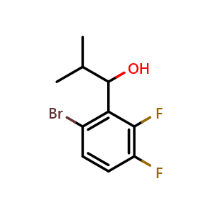 Chemical structure of 1-(6-bromo-2,3-difluorophenyl)-2-methylpropan-1-ol , CAS 1521479-56-0, AChemBlock AD297287
