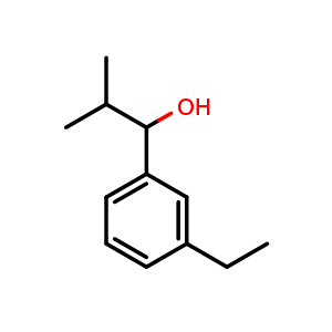 Chemical structure of 1-(3-ethylphenyl)-2-methylpropan-1-ol , CAS 1515720-60-1, AChemBlock AD297290