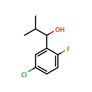 Chemical structure of 1-(5-chloro-2-fluorophenyl)-2-methylpropan-1-ol , CAS 1499212-85-9, AChemBlock AD297295
