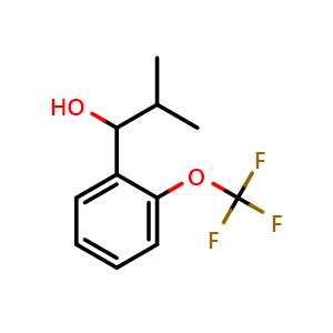 Chemical structure of 2-methyl-1-(2-(trifluoromethoxy)phenyl)propan-1-ol , CAS 1343289-96-2, AChemBlock AD297297