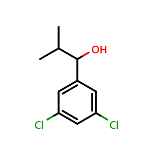 Chemical structure of 1-(3,5-dichlorophenyl)-2-methylpropan-1-ol , CAS 1341140-47-3, AChemBlock AD297304