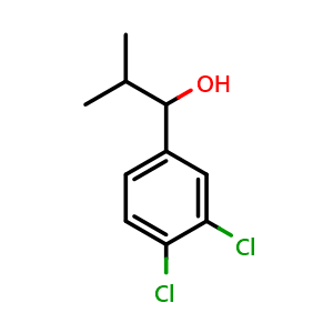Chemical structure of 1-(3,4-dichlorophenyl)-2-methylpropan-1-ol , CAS 1306162-53-7, AChemBlock AD297306