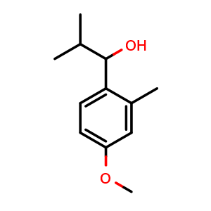 Chemical structure of 1-(4-methoxy-2-methylphenyl)-2-methylpropan-1-ol , CAS 1250304-31-4, AChemBlock AD297309