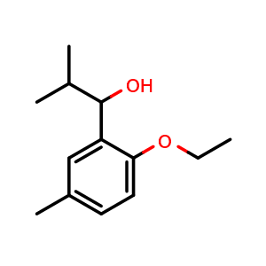 Chemical structure of 1-(2-ethoxy-5-methylphenyl)-2-methylpropan-1-ol , CAS 1247890-31-8, AChemBlock AD297310