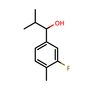 Chemical structure of 1-(3-fluoro-4-methylphenyl)-2-methylpropan-1-ol , CAS 1179145-56-2, AChemBlock AD297318