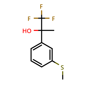 Chemical structure of 1,1,1-trifluoro-2-(3-(methylthio)phenyl)propan-2-ol , CAS 2283526-24-7, AChemBlock AD297331
