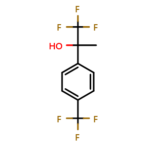 Chemical structure of 1,1,1-trifluoro-2-(4-(trifluoromethyl)phenyl)propan-2-ol , CAS 783-79-9, AChemBlock AD297335