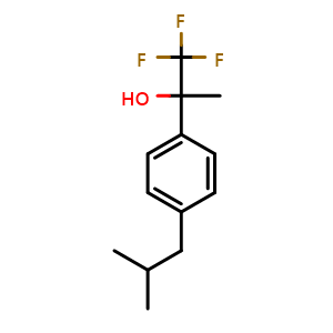 Chemical structure of 1,1,1-trifluoro-2-(4-isobutylphenyl)propan-2-ol , CAS 1285566-45-1, AChemBlock AD297338