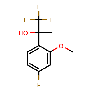 Chemical structure of 1,1,1-trifluoro-2-(4-fluoro-2-methoxyphenyl)propan-2-ol , CAS 2918953-04-3, AChemBlock AD297342
