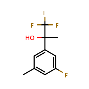 Chemical structure of 1,1,1-trifluoro-2-(3-fluoro-5-methylphenyl)propan-2-ol , CAS 2162285-96-1, AChemBlock AD297343