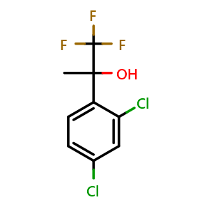 Chemical structure of 2-(2,4-dichlorophenyl)-1,1,1-trifluoropropan-2-ol , CAS 1247137-84-3, AChemBlock AD297345