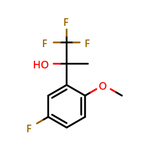 Chemical structure of 1,1,1-trifluoro-2-(5-fluoro-2-methoxyphenyl)propan-2-ol , CAS 1520833-53-7, AChemBlock AD297348