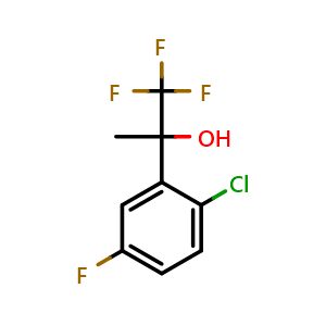 Chemical structure of 2-(2-chloro-5-fluorophenyl)-1,1,1-trifluoropropan-2-ol , CAS 2275626-04-3, AChemBlock AD297349