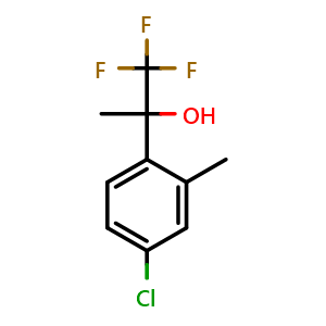 Chemical structure of 2-(4-chloro-2-methylphenyl)-1,1,1-trifluoropropan-2-ol , CAS 2152860-29-0, AChemBlock AD297351
