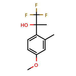 Chemical structure of 1,1,1-trifluoro-2-(4-methoxy-2-methylphenyl)propan-2-ol , CAS 1558246-71-1, AChemBlock AD297354