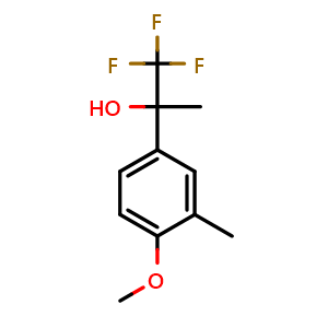 Chemical structure of 1,1,1-trifluoro-2-(4-methoxy-3-methylphenyl)propan-2-ol , CAS 122243-18-9, AChemBlock AD297355