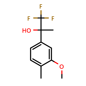 Chemical structure of 1,1,1-trifluoro-2-(3-methoxy-4-methylphenyl)propan-2-ol , CAS 2918945-94-3, AChemBlock AD297356