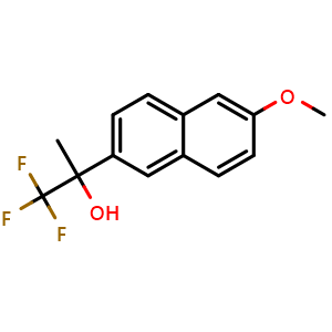 Chemical structure of 1,1,1-trifluoro-2-(6-methoxynaphthalen-2-yl)propan-2-ol , CAS 1284685-30-8, AChemBlock AD297363