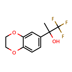 Chemical structure of 2-(2,3-dihydrobenzo[b][1,4]dioxin-6-yl)-1,1,1-trifluoropropan-2-ol , CAS 1285409-06-4, AChemBlock AD297364