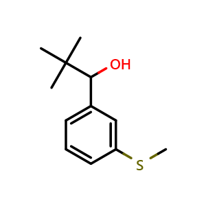 Chemical structure of 2,2-dimethyl-1-(3-(methylthio)phenyl)propan-1-ol , CAS 2141385-39-7, AChemBlock AD297369