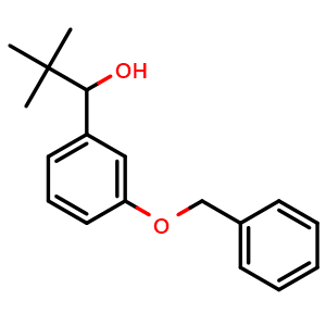 Chemical structure of 1-(3-(benzyloxy)phenyl)-2,2-dimethylpropan-1-ol , CAS 1882016-43-4, AChemBlock AD297372