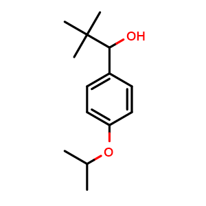 Chemical structure of 1-(4-isopropoxyphenyl)-2,2-dimethylpropan-1-ol , CAS 1225711-94-3, AChemBlock AD297376