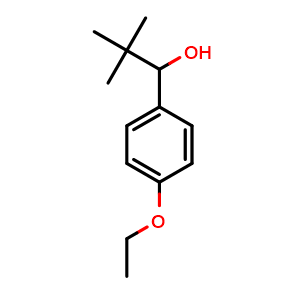 Chemical structure of 1-(4-ethoxyphenyl)-2,2-dimethylpropan-1-ol , CAS 1225688-37-8, AChemBlock AD297377