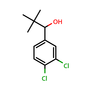 Chemical structure of 1-(3,4-dichlorophenyl)-2,2-dimethylpropan-1-ol , CAS 98930-96-2, AChemBlock AD297386