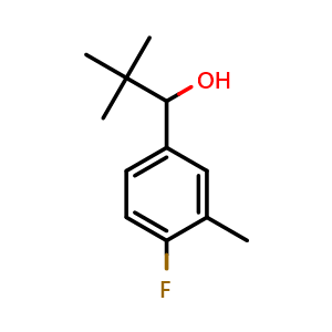 Chemical structure of 1-(4-fluoro-3-methylphenyl)-2,2-dimethylpropan-1-ol , CAS 1247668-77-4, AChemBlock AD297388