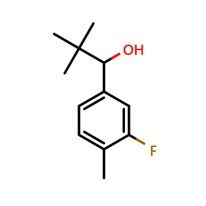 Chemical structure of 1-(3-fluoro-4-methylphenyl)-2,2-dimethylpropan-1-ol , CAS 1248062-03-4, AChemBlock AD297391