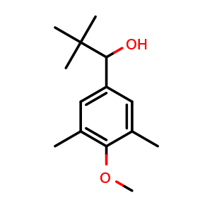 Chemical structure of 1-(4-methoxy-3,5-dimethylphenyl)-2,2-dimethylpropan-1-ol , CAS 1556459-73-4, AChemBlock AD297395